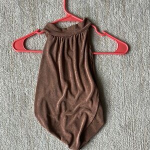12th Tribe Brown Bodysuit with Ruched Neckline